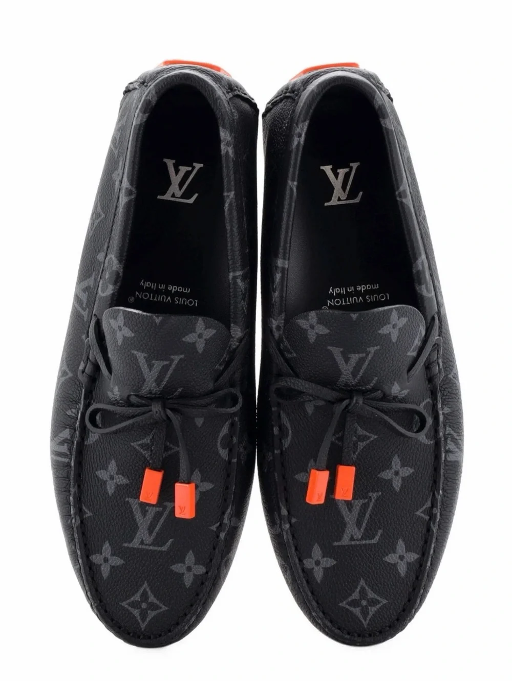 Men's LV Driver Moccasin Loafers Monogram Eclipse Leather 10.5